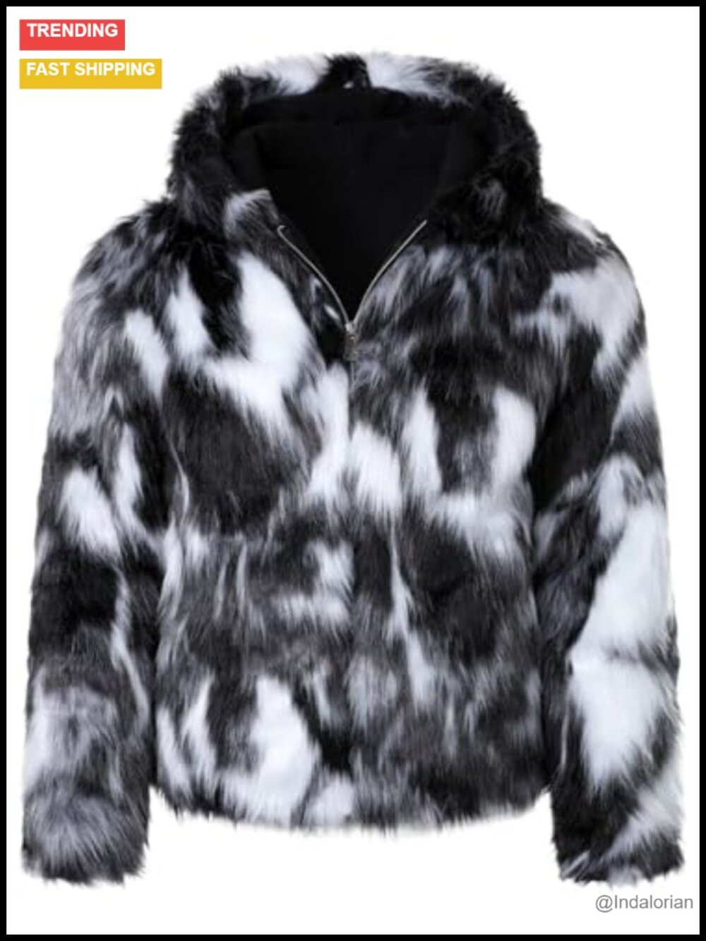 Men's Faux Fur Hooded Overcoat Long Sleeve Winter Jacket Parka